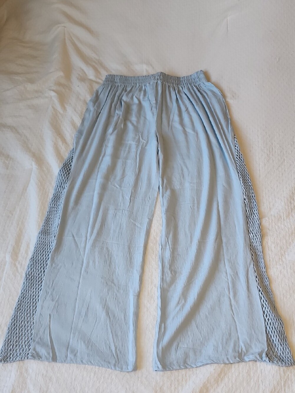 Turks & Caicos Light Blue Crochet Wide Leg Pants Cover Up NWT - Picture 10 of 11